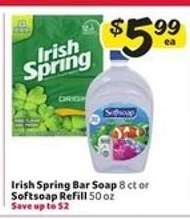 Irish Spring Bar Soap or Softsoap Refill