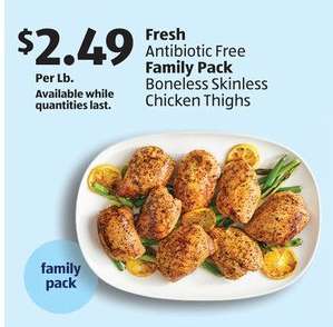 Fresh Antibiotic Free Family Pack Boneless Skinless Chicken Thighs