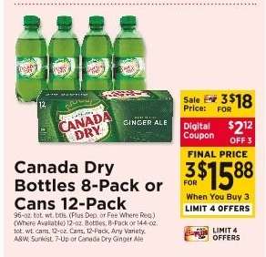 Canada Dry Bottles 8-Pack or Cans 12-Pack