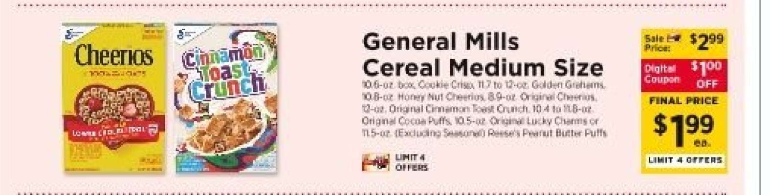 General Mills Cereal Medium Size