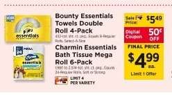 Charmin Essentials Bath Tissue Mega Roll 6-Pack