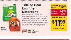 Tide or Gain Laundry Detergent