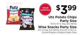 Utz Potato Chips Party Size / Wise Snacks Party Size