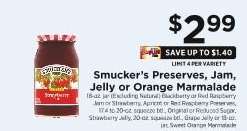 Smucker's Preserves, Jam, Jelly or Orange Marmalade