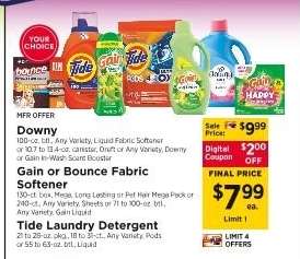 Downy, Gain or Bounce Fabric Softener, Tide Laundry Detergent