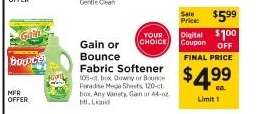 Gain or Bounce Fabric Softener