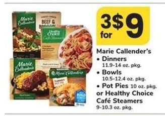 Marie Callender's Dinners, Bowls, Pot Pies or Healthy Choice Café Steamers