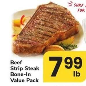 Beef Strip Steak Bone-In Value Pack