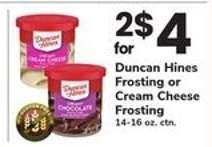 Duncan Hines Frosting or Cream Cheese Frosting