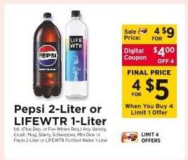 Pepsi 2-Liter or Lifewtr 1-Liter