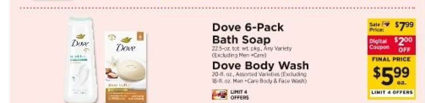 Dove 6-Pack Bath Soap / Dove Body Wash