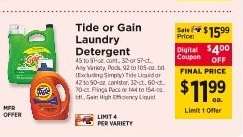 Tide or Gain Laundry Detergent