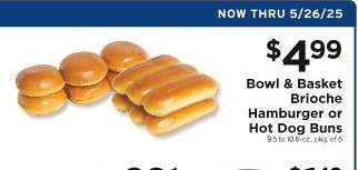 Bowl & Basket Brioche Hamburger or Hot Dog Buns