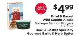 Bowl & Basket Wild Caught Alaska Sockeye Salmon Burgers / Bowl & Basket Specialty Gourmet Garlic & Herb Butter