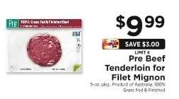 Pre Beef Tenderloin for Filet Mignon