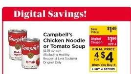 Campbell's Chicken Noodle or Tomato Soup