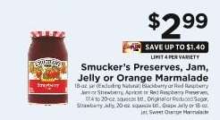 Smucker's Preserves, Jam, Jelly or Orange Marmalade