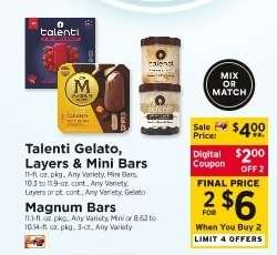 Talenti Gelato, Layers & Mini Bars / Magnum Bars