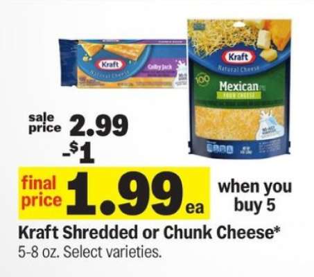 Kraft Shredded or Chunk Cheese*