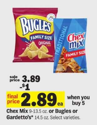 Chex Mix or Bugles or Gardetto's