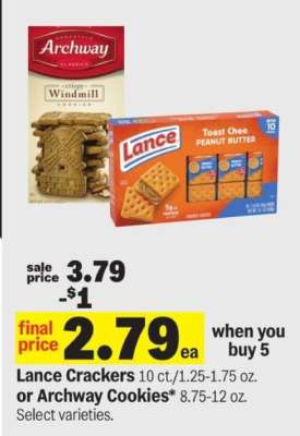 Lance Crackers or Archway Cookies