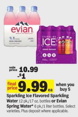 Sparkling Ice Flavored Sparkling Water or Evian Spring Water