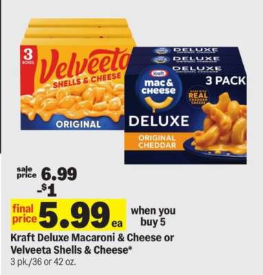 Kraft Deluxe Macaroni & Cheese or Velveeta Shells & Cheese*