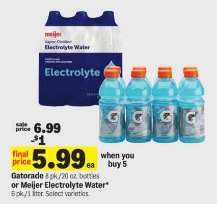 Gatorade or Meijer Electrolyte Water