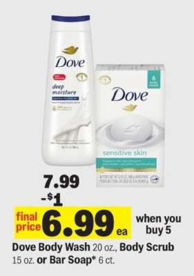 Dove Body Wash, Body Scrub or Bar Soap