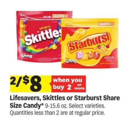 Lifesavers, Skittles or Starburst Share Size Candy