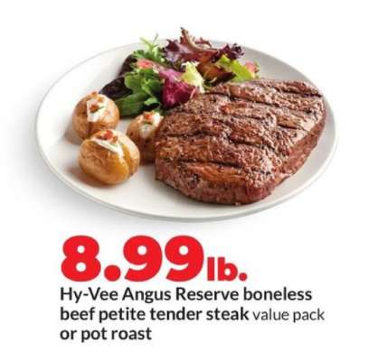 Hy-Vee Angus Reserve boneless beef petite tender steak