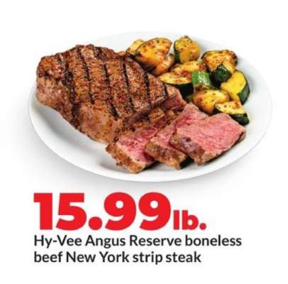 Hy-Vee Angus Reserve boneless beef New York strip steak