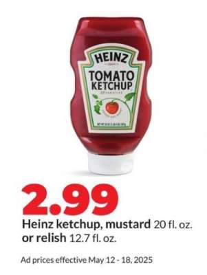 Heinz ketchup, mustard or relish