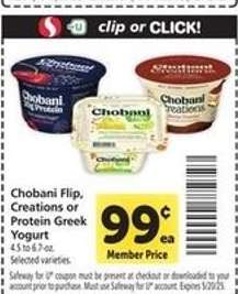 Chobani Flip, Creations or Protein Greek Yogurt*