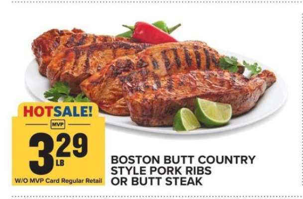 Boston Butt Country Style Pork Ribs or Butt Steak