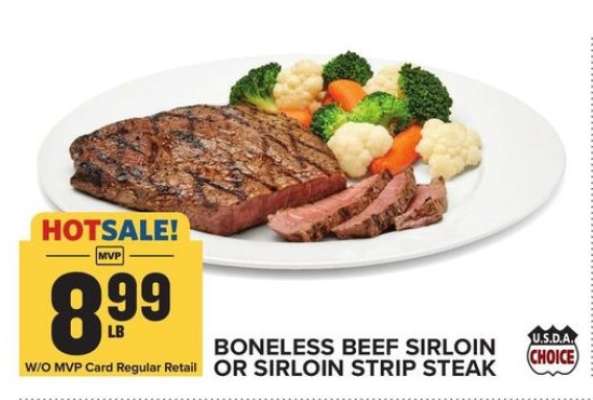 Boneless Beef Sirloin or Sirloin Strip Steak