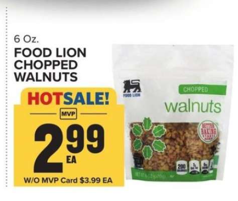 FOOD LION CHOPPED WALNUTS
