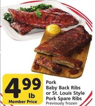 Pork Baby Back Ribs or St. Louis Style Pork Spare Ribs - Previously frozen