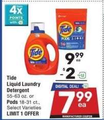 Tide Liquid Laundry Detergent 55-63 oz. or Pods 18-31 ct. - Select Varieties