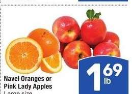 Navel Oranges or Pink Lady Apples - Large size