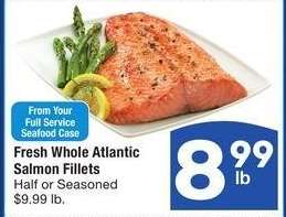 Fresh Whole Atlantic Salmon Fillets - Half or Seasoned
$9.99 lb.