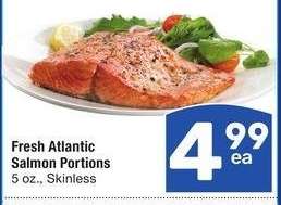 Fresh Atlantic Salmon Portions - 5 oz., Skinless