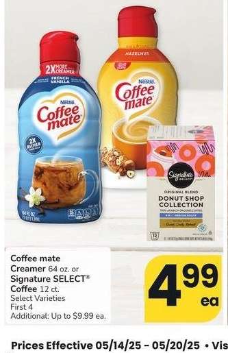 Coffee mate Creamer 64 oz. or Signature SELECT® Coffee 12 ct. - Select Varieties