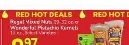 Regal Mixed Nuts 29-32 oz. or Wonderful Pistachio Kernels 12 oz. - Select Varieties