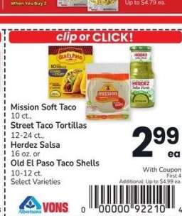 Mission Soft Taco 10 ct., Street Taco Tortillas 12-24 ct., Herdez Salsa 16 oz. or Old El Paso Taco Shells 10-12 ct. - Select Varieties