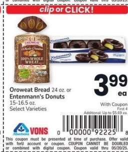 Oroweat Bread 24 oz. or Entenmann's Donuts 15-16.5 oz. - Select Varieties