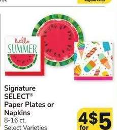 Signature SELECT® Paper Plates or Napkins - 8-16 ct. Select Varieties