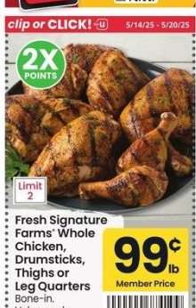 Fresh Signature Farms® Whole Chicken, Drumsticks, Thighs or Leg Quarters - Bone-in. Value pack.