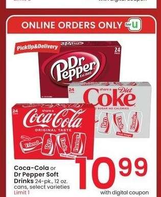 Coca-Cola or Dr Pepper Soft Drinks - 24 - pk., 12 oz. cans, select varieties