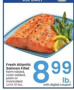 Fresh Atlantic Salmon Fillet - farm raised, color added, plain or marinated